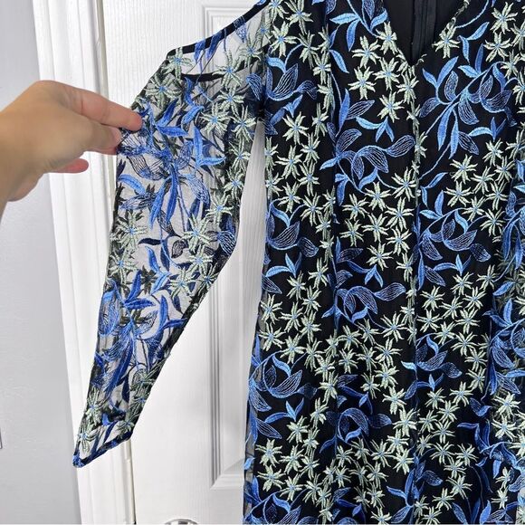 Sz 2 Sam Edelman Cold Shoulder Embroidered Mesh Dress $158 MSRP NWT - Picture 5 of 12